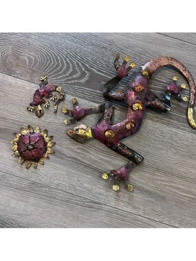 Lizards Sun Southwest Brutalist Rustic 3D Wall Art Welded Metal 3 Piece Set